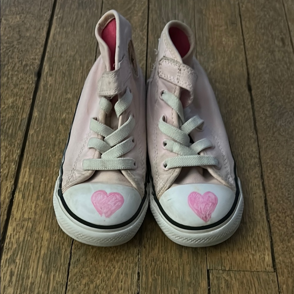 Converse Pink High-Top Sneakers with Heart Design